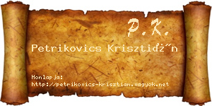 Petrikovics Krisztián névjegykártya